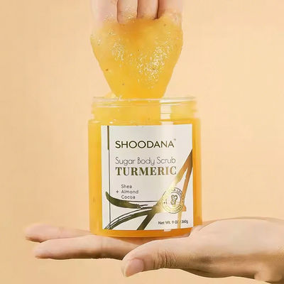 ODM / OEM Private Label Body Scrub Turmeric Scrub Vegan Turmeric Vitamin C Exfoliating Skin Whitening Brightening Turmeric Face Body Scrub