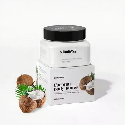 ODM / OEM Private Label Natural Organic Shea Butter Body Butter with Raw Coconut Oil Moisturizing Whitening Coconut Body Butter
