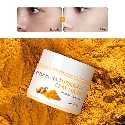 Private Label Natural Vitamin C Whitening Face Mud Clay Mask Custom Logo 50g Anti Wrinkle Hyrating Turmeric Clay Mask in Stock