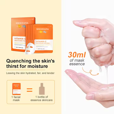 Vitamin C Brightening Face Mask 30ml*5 Private Label Organic Deep Moisturizing Hydrating Face Sheet Mask
