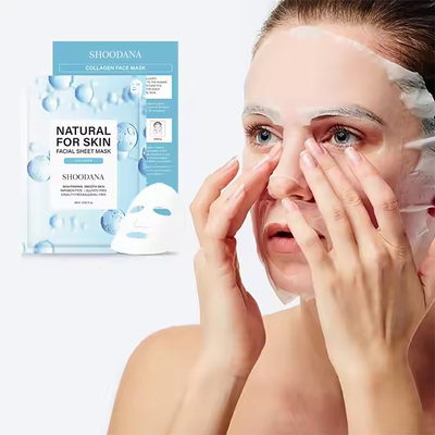 Private Label Organic Beauty Facial Sheet Mask Vitamin C Infused Collagen Face Mask for Anti-Aging Wrinkle Reduction Cotton