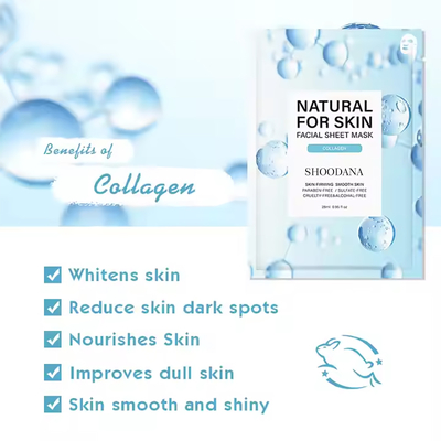 Private Label Organic Beauty Facial Sheet Mask Vitamin C Infused Collagen Face Mask for Anti-Aging Wrinkle Reduction Cotton