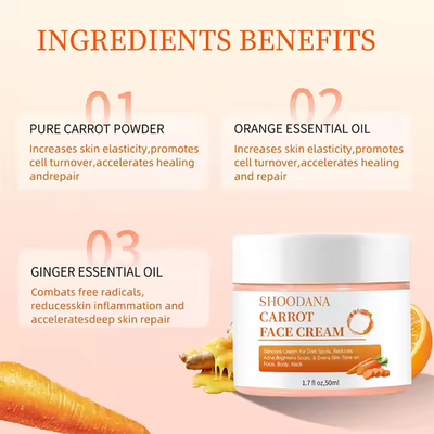 ODM / OEM Private Label Super Whitening Turmeric Skincare Dark Spot Moisturizer Organic Carrot Cream For Face
