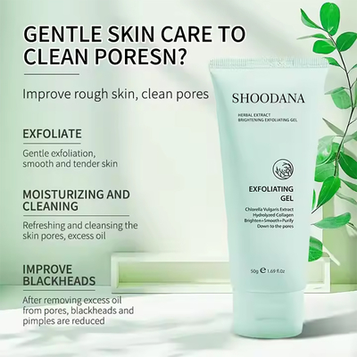 Herbal Exfoliating Gel Body Scrub Face Cleanser and Facial Cleansing Gel Adult Exfoliating Dead Skin Remover