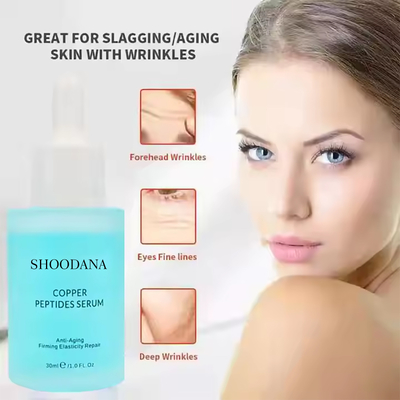 Private Label Organic Sensitive Skin Care Anti Aging Blue Copper Peptide Hyaluronic Acid Facial Hydrates Smooths Firm Skin Serum