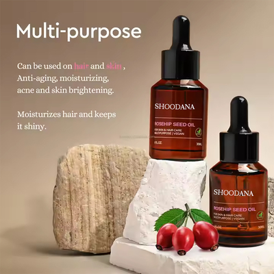 Private Label Rose Seed Oil Face Repairs Care Keep Hair Shiny 30ml Skin Moisturizing Brightening Quickly Absorbed Face Oil