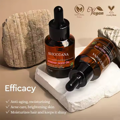 Private Label Rose Seed Oil Face Repairs Care Keep Hair Shiny 30ml Skin Moisturizing Brightening Quickly Absorbed Face Oil